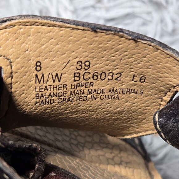 BOC Wedge Sandals Women Size 8/39 Brown Leather SlingBack Thongs WInter Discount - Picture 8 of 8